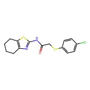 2-((4-chlorophenyl)thio)-N-(4,5,6,7-tetrahydrobenzo[d]thiazol-2-yl)acetamide structure