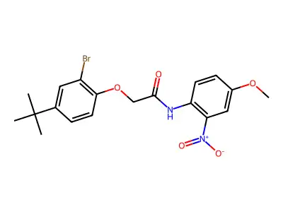 2-(2-bromo-4-tert-butylphenoxy)-N-(4-methoxy-2-nitrophenyl)acetamide structure