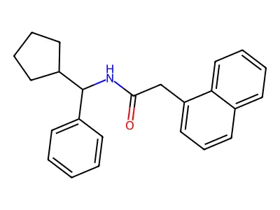 N-[cyclopentyl(phenyl)methyl]-2-(1-naphthyl)acetamide structure
