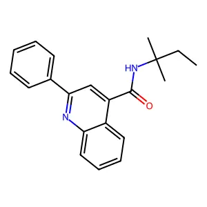 N-(2-methylbutan-2-yl)-2-phenylquinoline-4-carboxamide structure