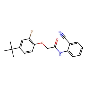 2-(2-bromo-4-tert-butylphenoxy)-N-(2-cyanophenyl)acetamide structure