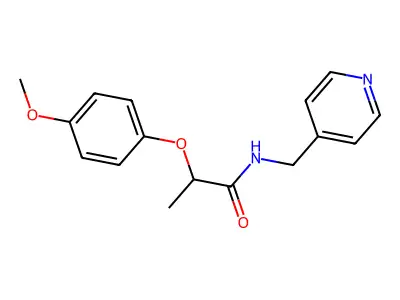 2-(4-methoxyphenoxy)-N-(pyridin-4-ylmethyl)propanamide structure