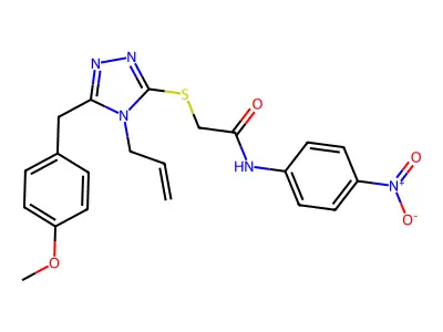 2-[[5-[(4-methoxyphenyl)methyl]-4-prop-2-enyl-1,2,4-triazol-3-yl]sulfanyl]-N-(4-nitrophenyl)acetamide structure