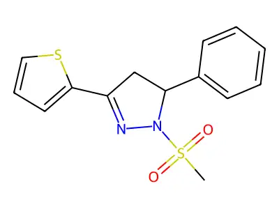 2-Methylsulfonyl-3-phenyl-5-thiophen-2-yl-3,4-dihydropyrazole structure