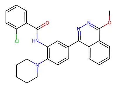 2-chloro-N-[5-(4-methoxyphthalazin-1-yl)-2-piperidin-1-ylphenyl]benzamide structure