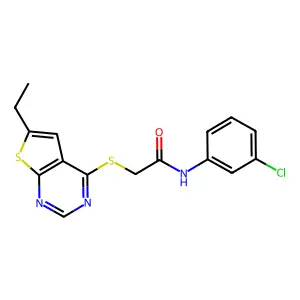 N-(3-chlorophenyl)-2-(6-ethylthieno[2,3-d]pyrimidin-4-yl)sulfanylacetamide structure