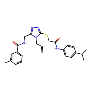 3-methyl-N-({5-[(2-oxo-2-{[4-(propan-2-yl)phenyl]amino}ethyl)sulfanyl]-4-(prop-2-en-1-yl)-4H-1,2,4-triazol-3-yl}methyl)benzamide structure