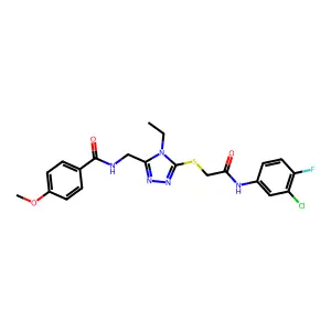 N-[[5-[2-(3-chloro-4-fluoroanilino)-2-oxoethyl]sulfanyl-4-ethyl-1,2,4-triazol-3-yl]methyl]-4-methoxybenzamide structure