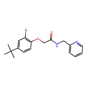2-(2-bromo-4-tert-butylphenoxy)-N-(pyridin-2-ylmethyl)acetamide structure