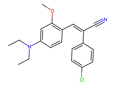 (E)-2-(4-chlorophenyl)-3-[4-(diethylamino)-2-methoxyphenyl]prop-2-enenitrile structure