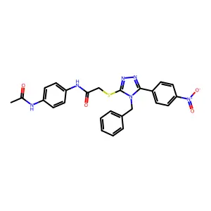 N-(4-acetamidophenyl)-2-[[4-benzyl-5-(4-nitrophenyl)-1,2,4-triazol-3-yl]sulfanyl]acetamide structure