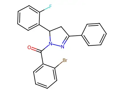 (2-Bromophenyl)-[3-(2-fluorophenyl)-5-phenyl-3,4-dihydropyrazol-2-yl]methanone structure