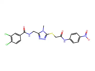 3,4-dichloro-N-[[4-methyl-5-[2-(4-nitroanilino)-2-oxoethyl]sulfanyl-1,2,4-triazol-3-yl]methyl]benzamide structure