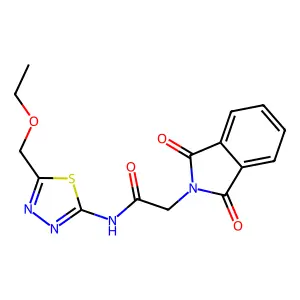 2-(1,3-dioxoisoindol-2-yl)-N-[5-(ethoxymethyl)-1,3,4-thiadiazol-2-yl]acetamide structure