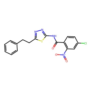 4-chloro-2-nitro-N-(5-phenethyl-1,3,4-thiadiazol-2-yl)benzamide structure