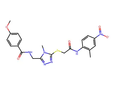 4-methoxy-N-[[4-methyl-5-[2-(2-methyl-4-nitroanilino)-2-oxoethyl]sulfanyl-1,2,4-triazol-3-yl]methyl]benzamide structure