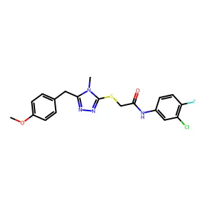 N-(3-chloro-4-fluorophenyl)-2-[[5-[(4-methoxyphenyl)methyl]-4-methyl-1,2,4-triazol-3-yl]sulfanyl]acetamide structure