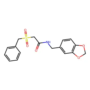 N-(1,3-benzodioxol-5-ylmethyl)-2-(benzylsulfonyl)acetamide structure