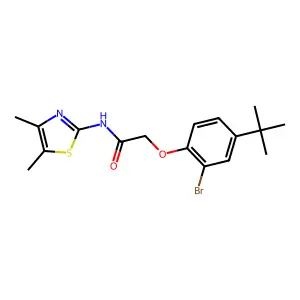 2-(2-bromo-4-tert-butylphenoxy)-N-(4,5-dimethyl-1,3-thiazol-2-yl)acetamide structure