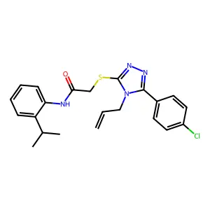 2-[[5-(4-chlorophenyl)-4-prop-2-enyl-1,2,4-triazol-3-yl]sulfanyl]-N-(2-propan-2-ylphenyl)acetamide structure