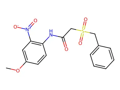2-benzylsulfonyl-N-(4-methoxy-2-nitrophenyl)acetamide structure