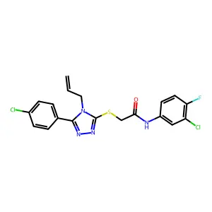 N-(3-chloro-4-fluorophenyl)-2-{[5-(4-chlorophenyl)-4-(prop-2-en-1-yl)-4H-1,2,4-triazol-3-yl]sulfanyl}acetamide structure
