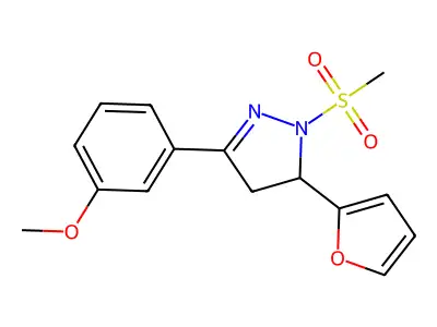 3-(Furan-2-yl)-5-(3-methoxyphenyl)-2-methylsulfonyl-3,4-dihydropyrazole structure