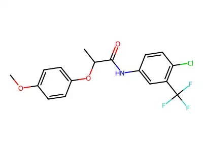N-[4-chloro-3-(trifluoromethyl)phenyl]-2-(4-methoxyphenoxy)propanamide structure