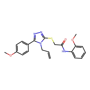 N-(2-methoxyphenyl)-2-[[5-(4-methoxyphenyl)-4-prop-2-enyl-1,2,4-triazol-3-yl]sulfanyl]acetamide structure