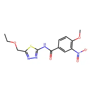 N-[5-(ethoxymethyl)-1,3,4-thiadiazol-2-yl]-4-methoxy-3-nitrobenzamide structure