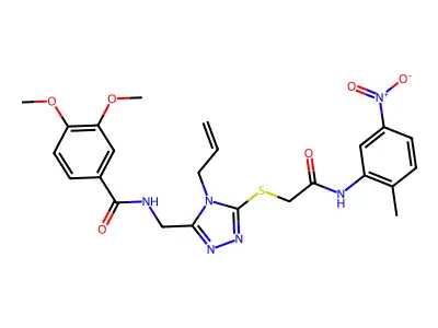 3,4-dimethoxy-N-[[5-[2-(2-methyl-5-nitroanilino)-2-oxoethyl]sulfanyl-4-prop-2-enyl-1,2,4-triazol-3-yl]methyl]benzamide structure
