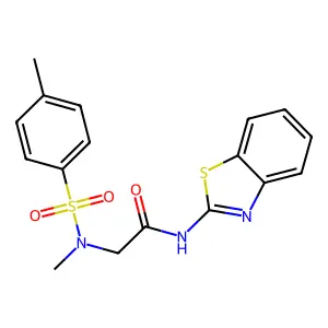 N-(1,3-benzothiazol-2-yl)-2-[methyl-(4-methylphenyl)sulfonylamino]acetamide structure