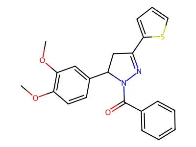 [3-(3,4-dimethoxyphenyl)-5-thiophen-2-yl-3,4-dihydropyrazol-2-yl]-phenylmethanone structure