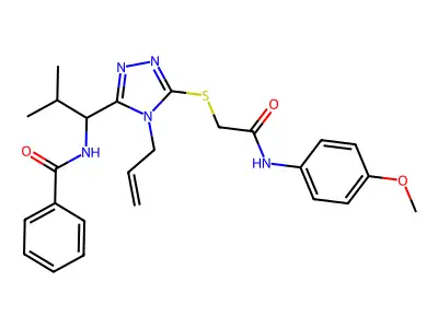 N-[1-[5-[2-(4-methoxyanilino)-2-oxoethyl]sulfanyl-4-prop-2-enyl-1,2,4-triazol-3-yl]-2-methylpropyl]benzamide structure