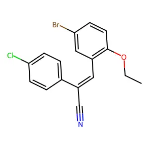 (E)-3-(5-bromo-2-ethoxyphenyl)-2-(4-chlorophenyl)prop-2-enenitrile structure