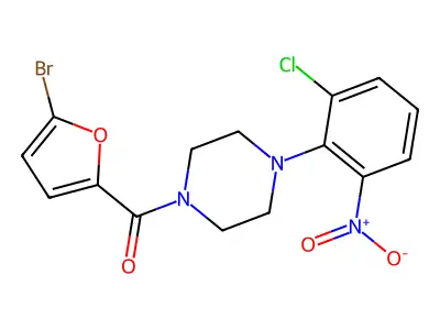 (5-Bromofuran-2-yl)-[4-(2-chloro-6-nitrophenyl)piperazin-1-yl]methanone structure