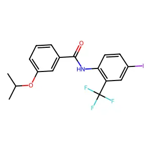 N-[4-iodo-2-(trifluoromethyl)phenyl]-3-propan-2-yloxybenzamide structure