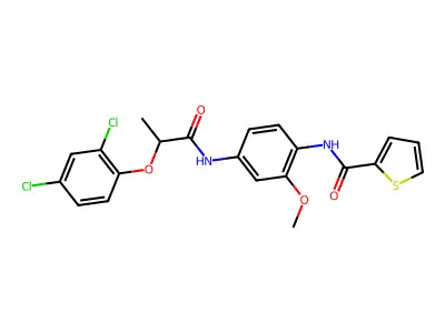 N-(4-{[2-(2,4-dichlorophenoxy)propanoyl]amino}-2-methoxyphenyl)thiophene-2-carboxamide structure