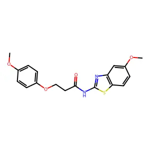 N-(5-methoxy-1,3-benzothiazol-2-yl)-3-(4-methoxyphenoxy)propanamide structure