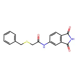2-benzylsulfanyl-N-(1,3-dioxoisoindol-5-yl)acetamide structure