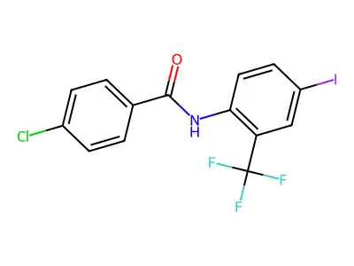 4-chloro-N-[4-iodo-2-(trifluoromethyl)phenyl]benzamide structure