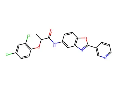 2-(2,4-dichlorophenoxy)-N-(2-pyridin-3-yl-1,3-benzoxazol-5-yl)propanamide structure