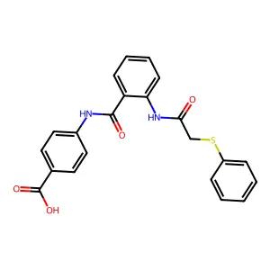 4-{[(2-{[(Phenylsulfanyl)acetyl]amino}phenyl)carbonyl]amino}benzoic acid structure