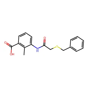3-{[(Benzylsulfanyl)acetyl]amino}-2-methylbenzoic acid structure