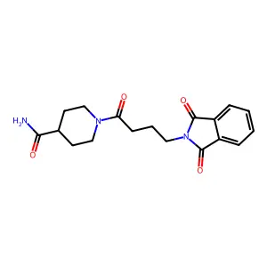 1-[4-(1,3-Dioxoisoindol-2-yl)butanoyl]piperidine-4-carboxamide structure