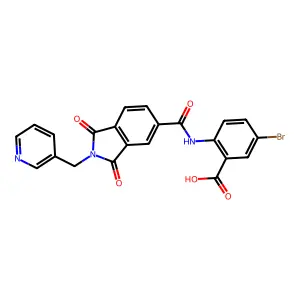 5-bromo-2-[[1,3-dioxo-2-(pyridin-3-ylmethyl)isoindole-5-carbonyl]amino]benzoic Acid structure
