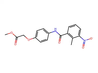Methyl (4-{[(2-methyl-3-nitrophenyl)carbonyl]amino}phenoxy)acetate structure