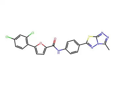 5-(2,4-dichlorophenyl)-N-[4-(3-methyl-[1,2,4]triazolo[3,4-b][1,3,4]thiadiazol-6-yl)phenyl]furan-2-carboxamide structure