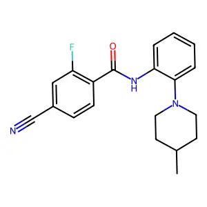 4-cyano-2-fluoro-N-[2-(4-methylpiperidin-1-yl)phenyl]benzamide structure