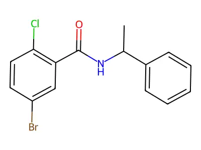 5-bromo-2-chloro-N-(1-phenylethyl)benzamide structure